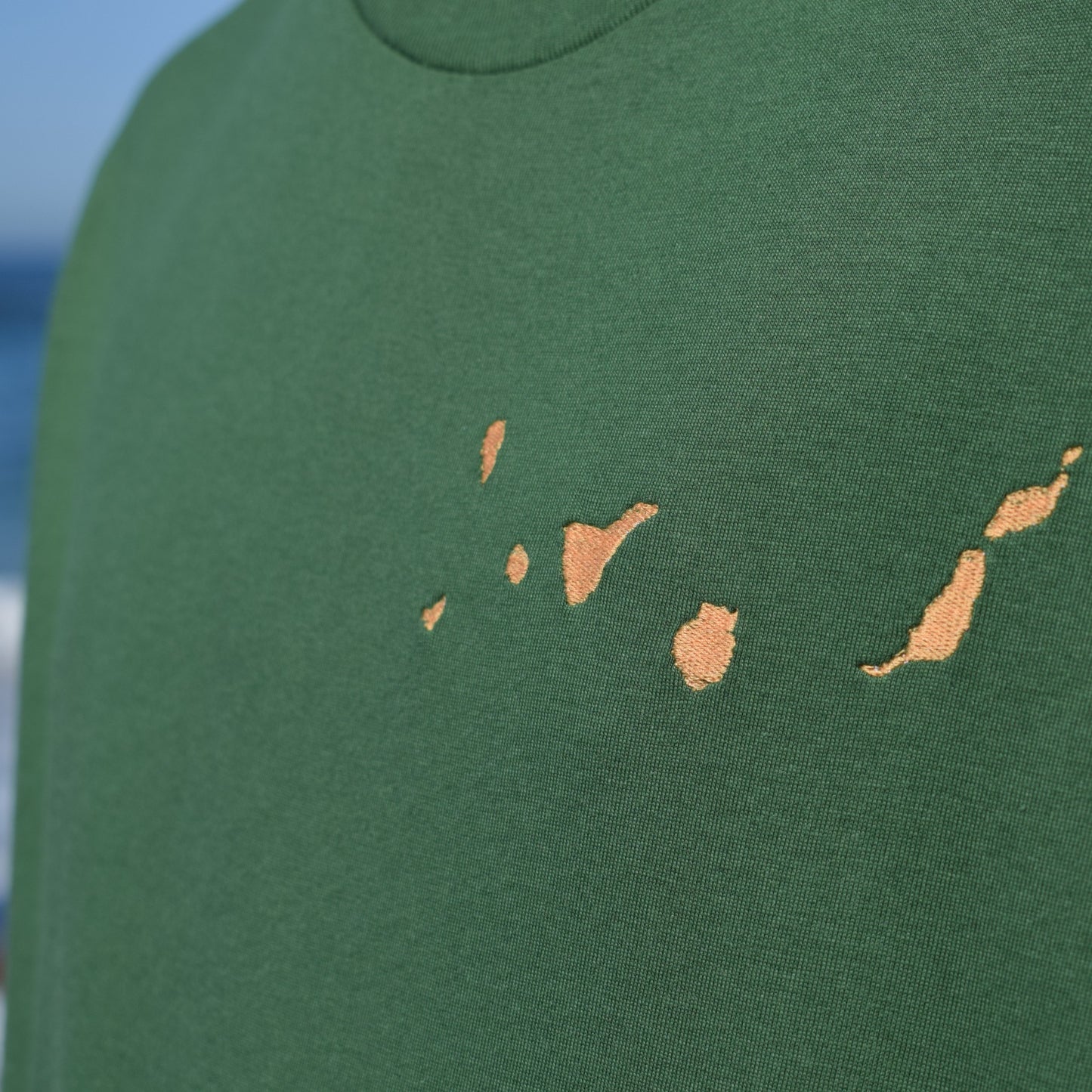 Islas Canarias Camiseta Bordada (Verde y Amarillo)