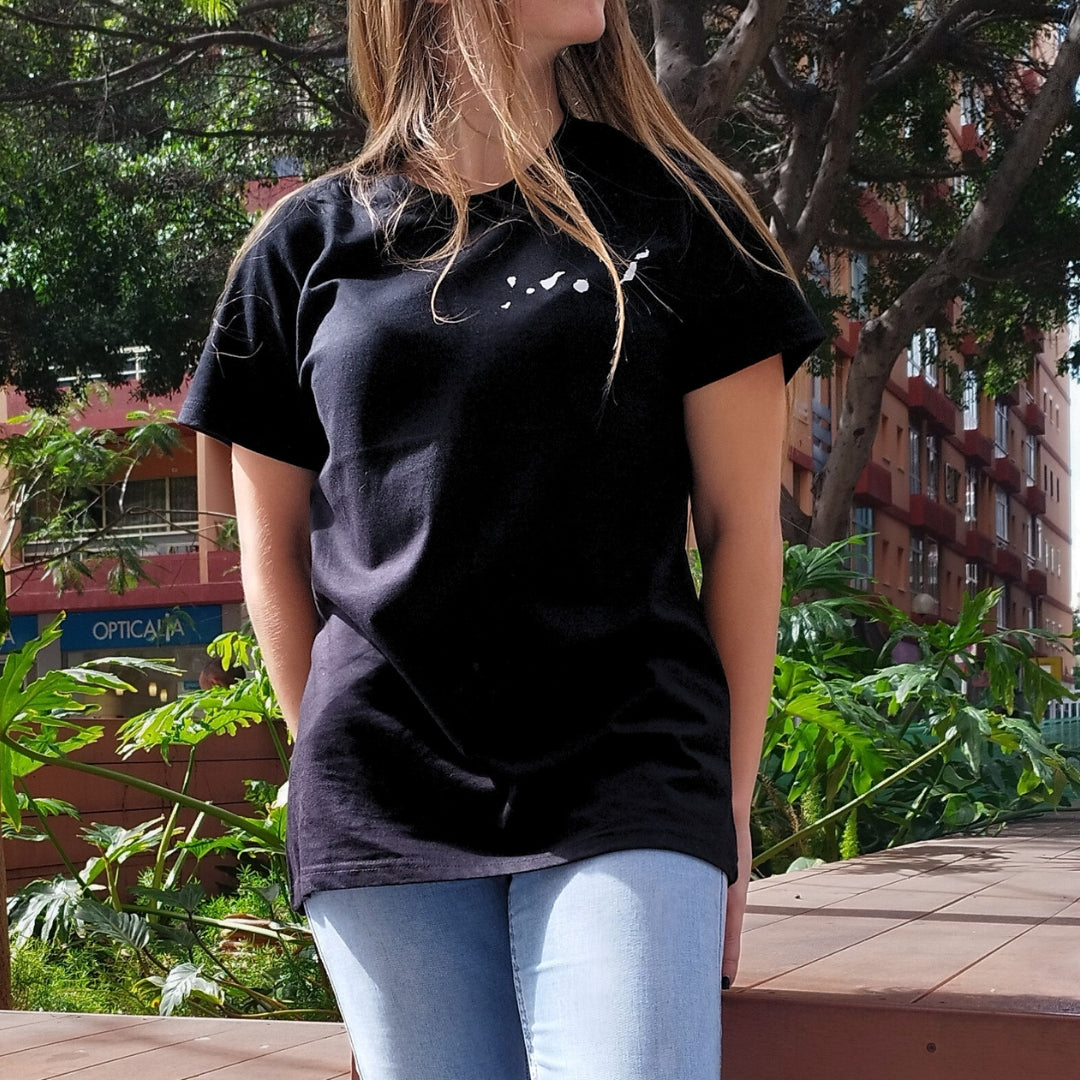 Islas Canarias Camiseta Bordada (Negra)