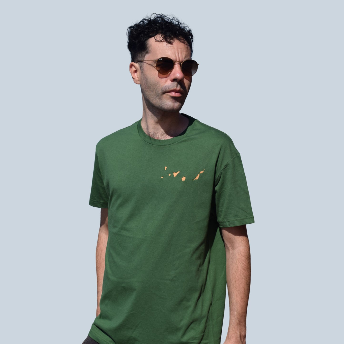 Islas Canarias Camiseta Bordada (Verde y Amarillo)