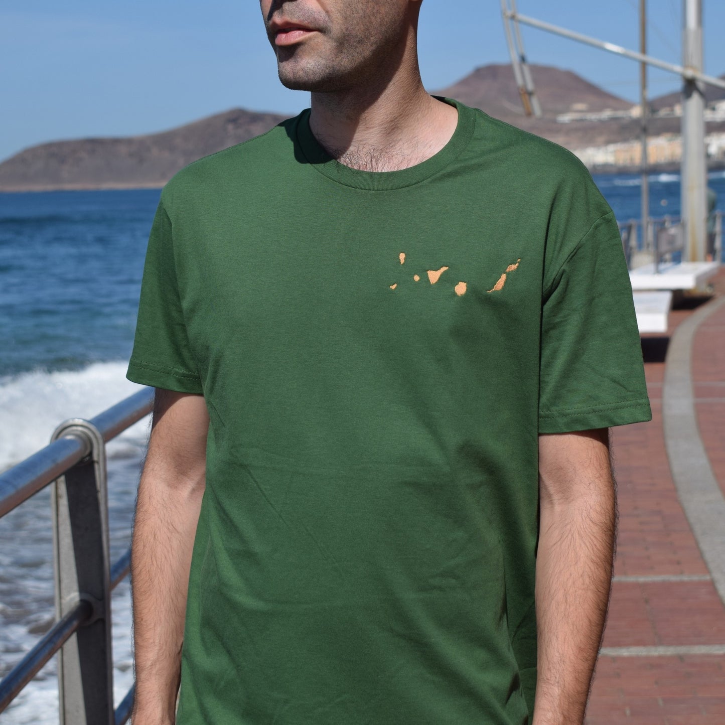 Islas Canarias Camiseta Bordada (Verde y Amarillo)