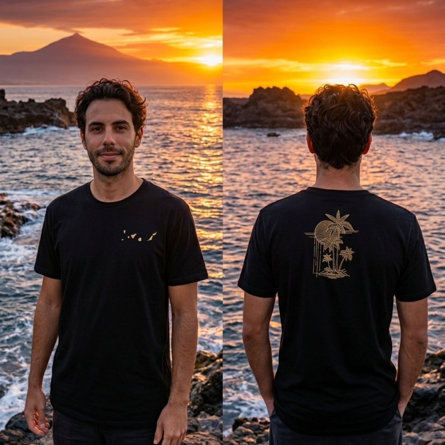 Islas Canarias "Atardecer" Camiseta Bordada (Edición limitada)